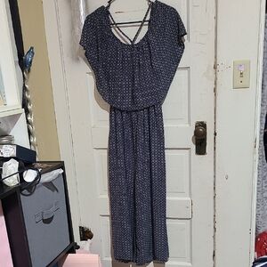 Elegant Women's Blue Patterned Jumpsuit